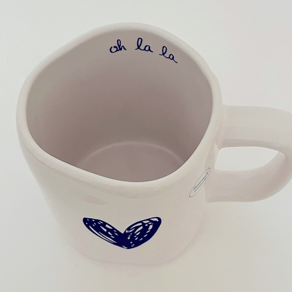 New RAE DUNN Oh La La White Ceramic Coffee Mug With Black Scribble Heart - Picture 4 of 9